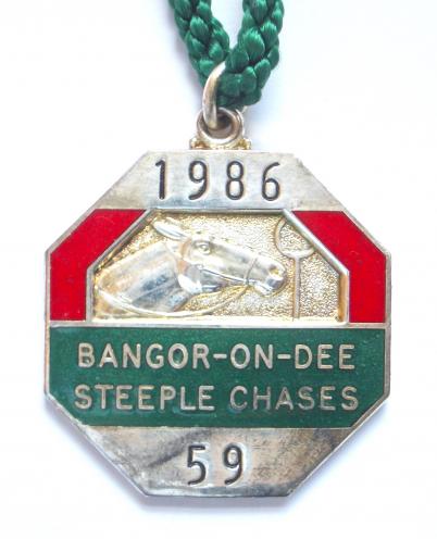 1986 Bangor Racecourse Steeple Chases horse racing club badge