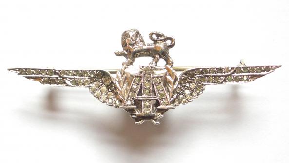 Imperial Airways diamante pilots wing brooch circa 1930s