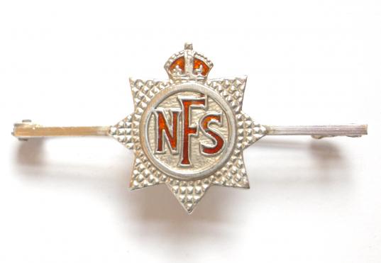 WW2 National Fire Service, Silver & Enamel NFS Tie Pin Badge.
