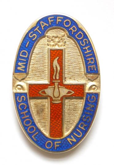 Mid Staffordshire school of nursing silver hospital badge