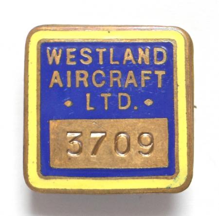 Westland Aircraft Ltd construction workers numbered badge c1940s