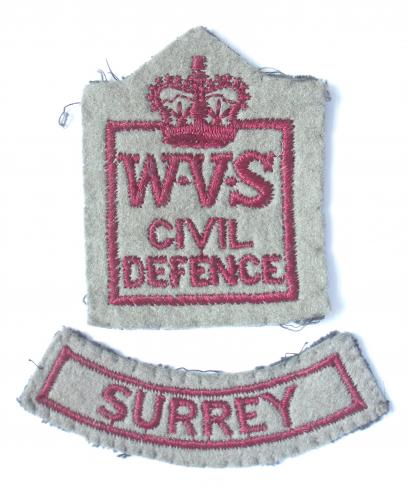 WVS Civil Defence Surrey felt cloth cold war period badge