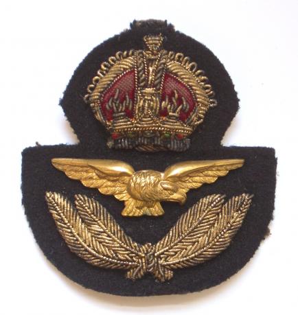 WW2 Royal Air Force RAF officers bullion cloth cap badge