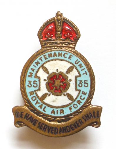 RAF No 35 Maintenance Unit Royal Air Force Badge circa 1940s