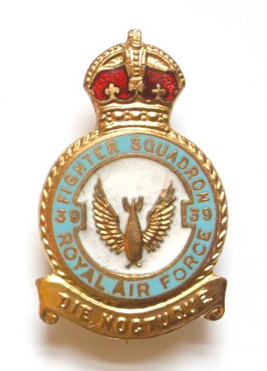 RAF No 39 Fighter Squadron Royal Air Force Badge c1940s