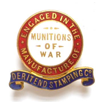 WW1 Deritend Stamping Company munition war service badge 