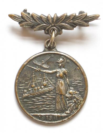 Peace Celebrations 1919 Britannia Battleship Monoplane Medal