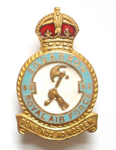 RAF No 63 Squadron Royal Air Force Badge circa 1940's by H.W.Miller.