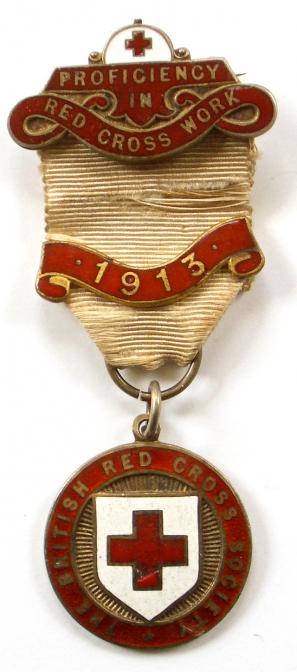British Red Cross Society proficiency in work 1912 silver badge 
