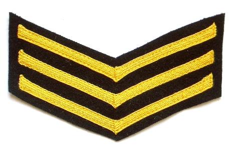 Civil Defence Corps senior rank chevron sleeve badge three stripes