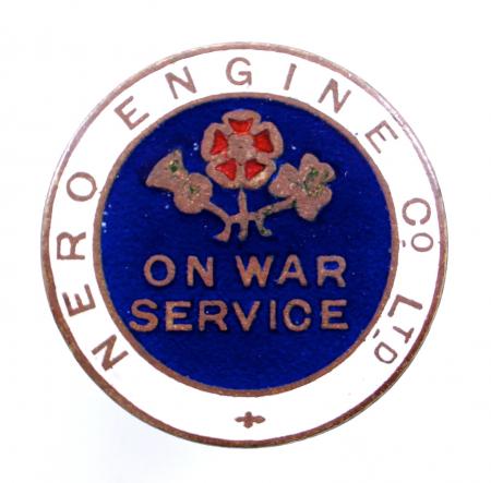 WW1 Nero Engine Co Ltd on war service badge motor cars and cycles