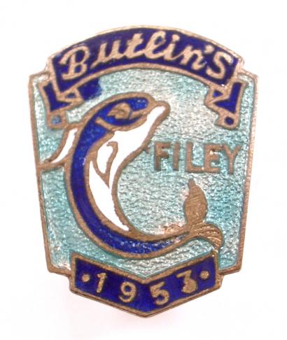 Butlins 1953 Filey Holiday Camp leaping fish badge