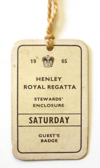 1965 Henley Royal Regatta stewards enclosure card guest badge