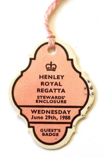 Henley Royal Regatta 1988 stewards enclosure card guest badge