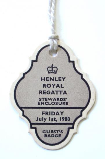 Henley Royal Regatta 1988 stewards enclosure card guest badge