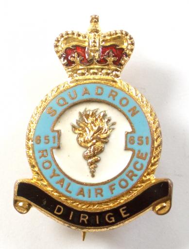 RAF No 651 Squadron Royal Air Force badge c1950s 