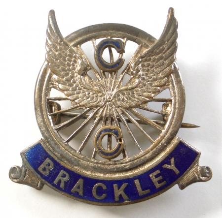 Brackley Cycling Club winged cycle wheel membership badge