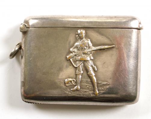 Boer War Gentleman in Khaki Absent Minded Beggar Vesta Case