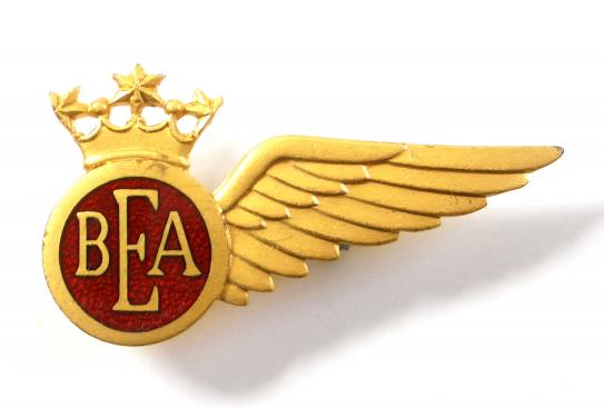 BEA Airline aircrew gilt metal brevet wing uniform badge