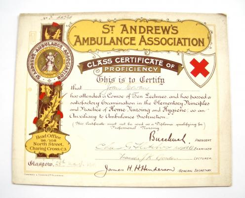 WW2 St Andrews Ambulance Association pair of 1941 wartime certificates