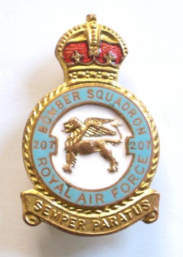 RAF No 207 Bomber Squadron Royal Air Force Badge c1940s