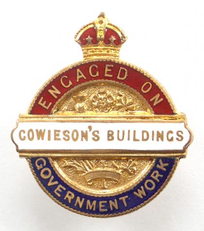 WW1 F.D.Cowieson & Co Engaged On Government Work Badge