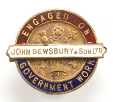 WW1 John Dewsbury & Son Ltd on war service badge