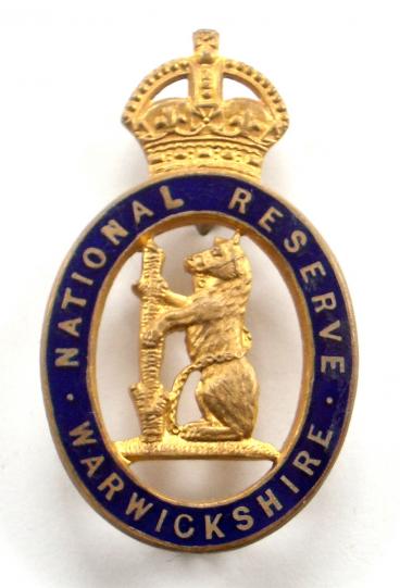 WW1 National Reserve Warwickshire home front badge