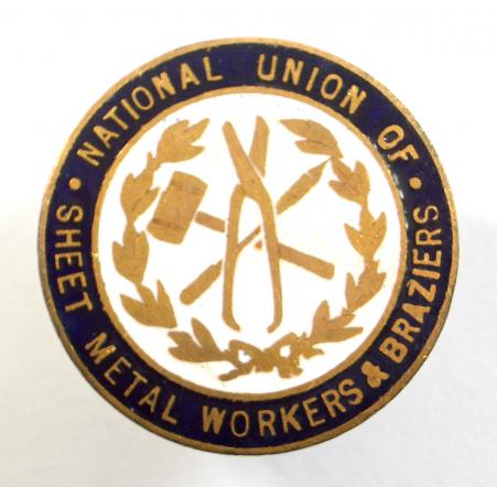 National Union of Sheet Metal Workers & Braziers trade union badge