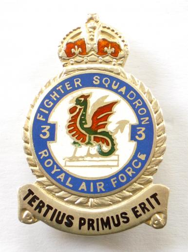RAF No 3 Battle of Britain Squadron 1948 silver Royal Air Force badge
