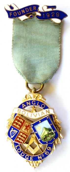 Masonic Anglo Bolivian Lodge No 69 Founder Jewel