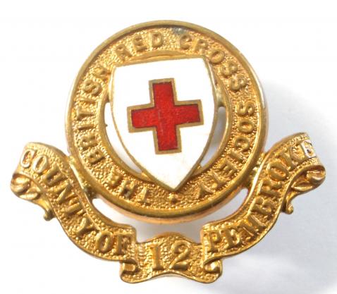 WW1 British Red Cross County of Pembrokeshire Cap Badge