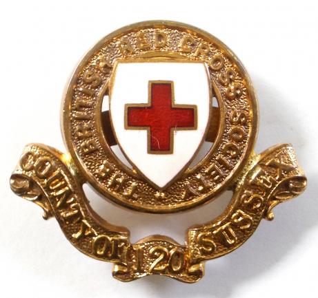 WW1 British Red Cross Society County of Sussex Cap Badge
