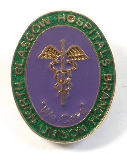 North Glasgow Hospitals Branch Unison trade union badge