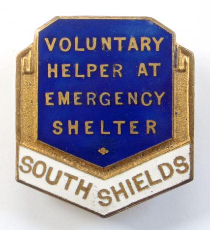 WW2 South Shields emergency shelter voluntary helper badge