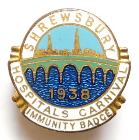 Shrewsbury Hospitals Carnival 1938 immunity charity fund badge