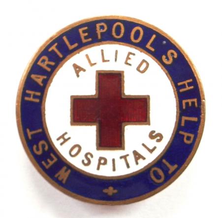 WW1 West Hartlepools Help To Allied Hospitals fundraisers badge