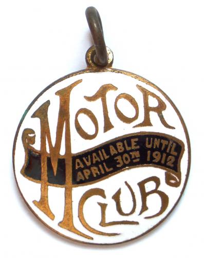 1912 Motor Club membership badge