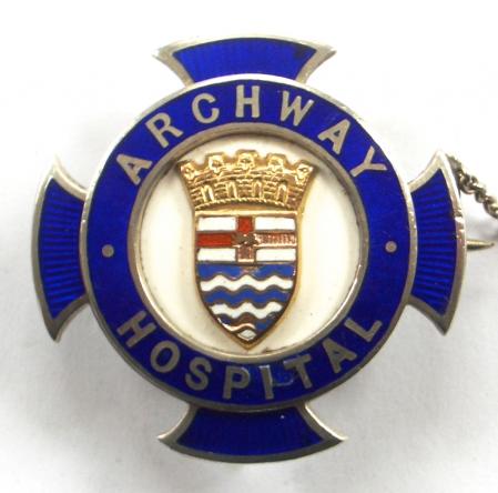 Archway Hospital London 1930 silver nurses badge