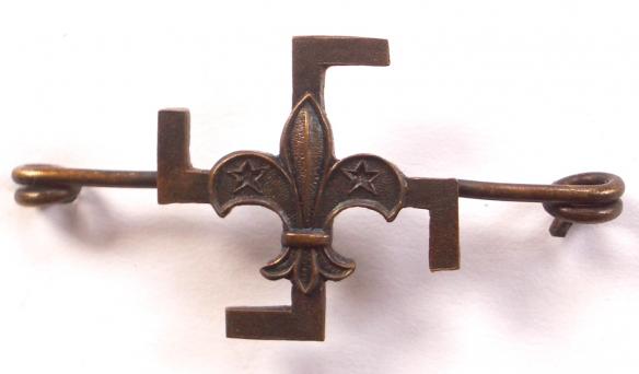 Boy Scouts bronze thanks badge 1930s integral fleur de lys pattern