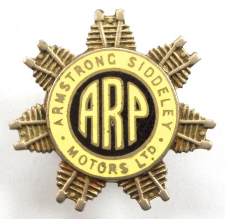 Armstrong Siddeley Motors Ltd air raid precautions ARP badge