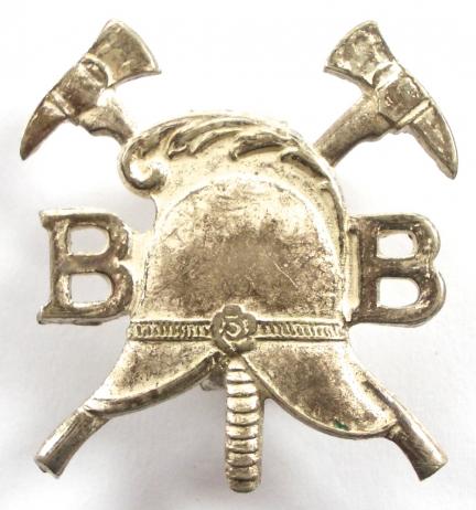 Boys Brigade fireman proficiency pre war frosted silver badge
