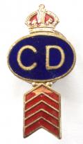 WW2 Civil Defence lapel badge with five years service chevron