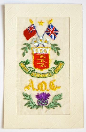 WW1 Army Ordnance Corps silk embroidered military postcard