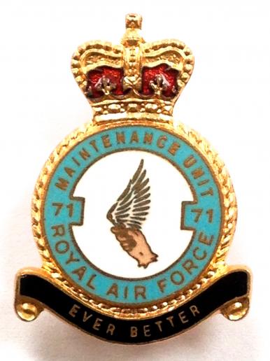 RAF Maintenance Unit 71 Bicester Royal Air Force badge c1950s