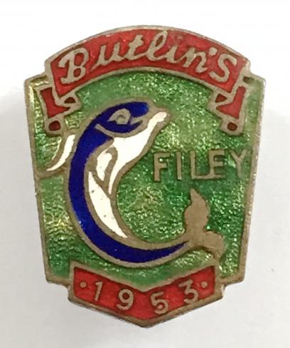 Butlins 1953 Filey Holiday Camp leaping fish badge