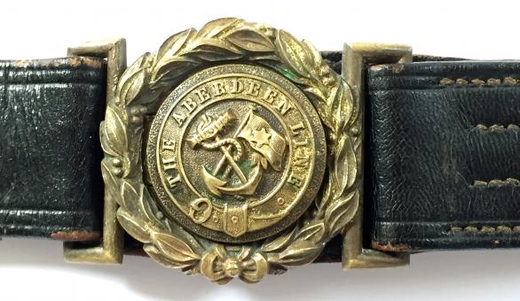 Aberdeen Line Steamship Company officers leather belt and buckle
