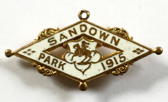 1915 Sandown Park Racecourse horse racing club badge