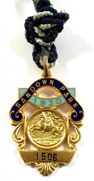 1930 Sandown Park Racecourse horse racing club badge