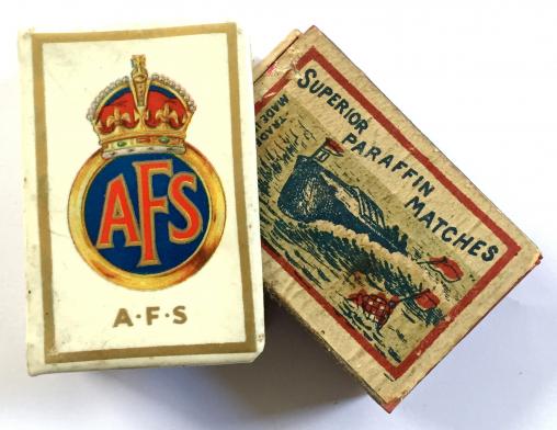 WW2 Auxiliary Fire Service matchbox cover with Superior Paraffin box